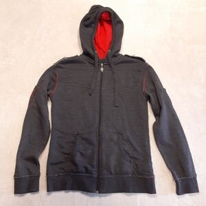 JINX World of Warcraft Boys Zip-Up Hoodie XL Zip Thermal Lined Gray-Red Premium